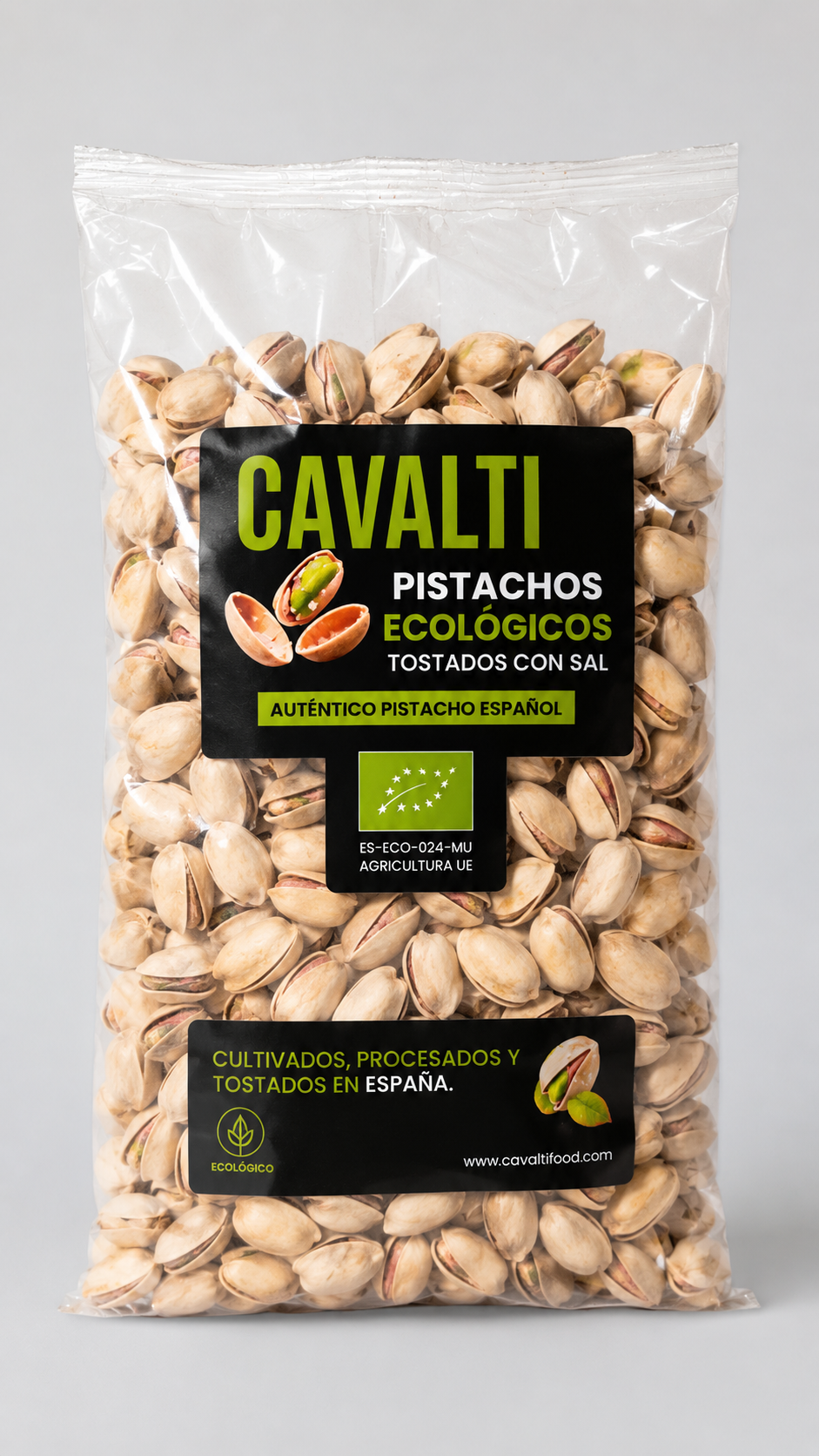 Pistachos Ecológicos Tostados con Sal 1 kg | 100% Pistacho Español | Cavalti