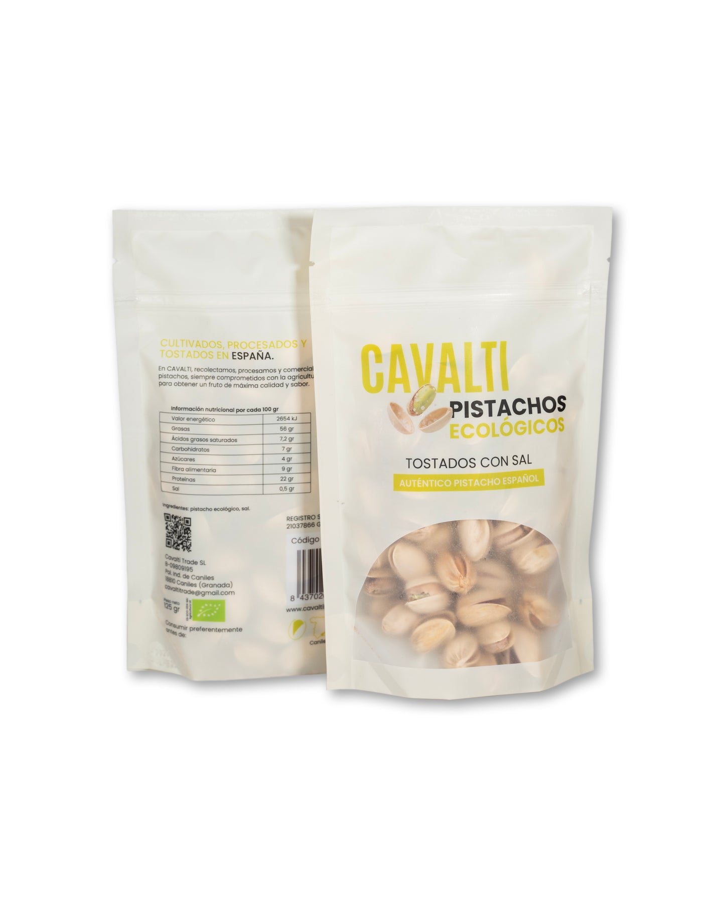 Pistachos Ecológicos Tostados con Sal 125 g | 100% Pistacho Español | Cavalti